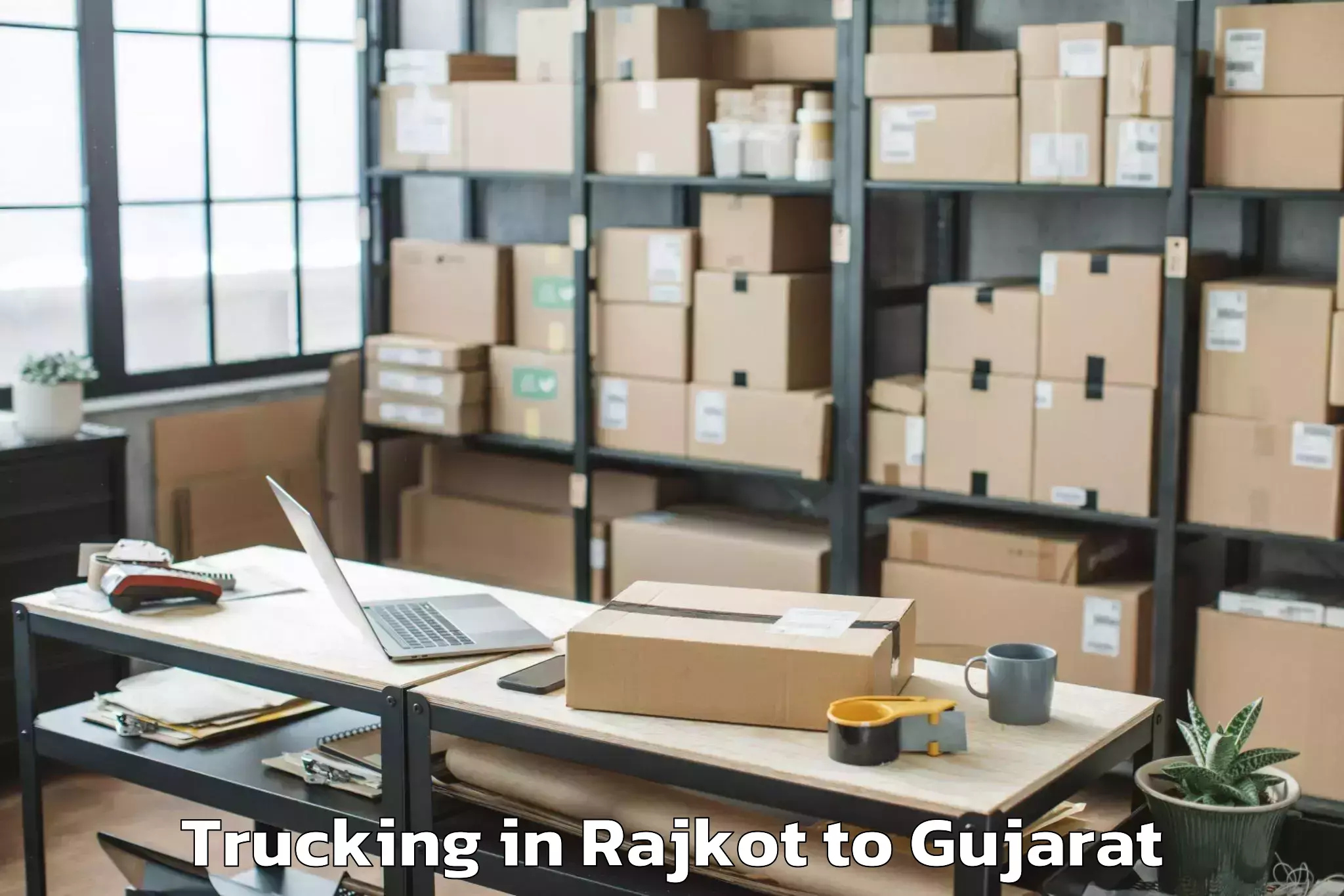 Top Rajkot to Jamkandorna Trucking Available